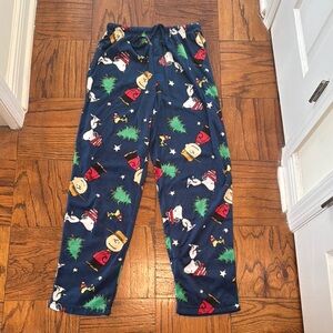 Peanuts Blue and Green Pajama Bottoms Festive Design